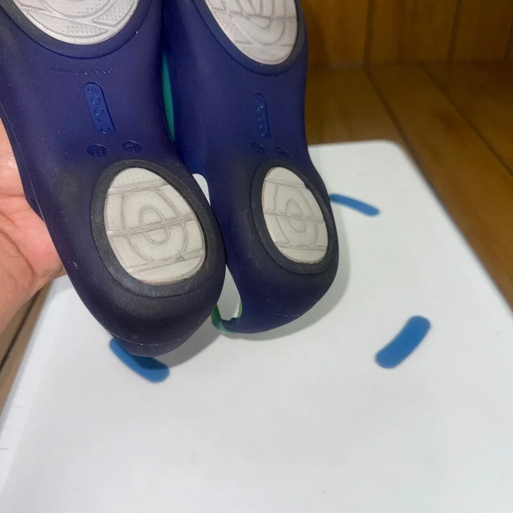 Crocs Isabella Strappy Sandals Cerulean Blue Green Womens 7 Slingback Flats
